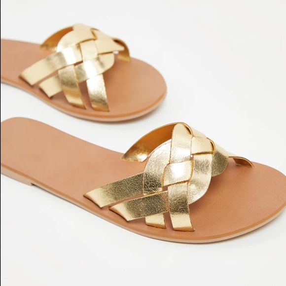 PRETTYLITTLETHING GOLD PLATTED MULE SANDAL - Picture 1 of 7